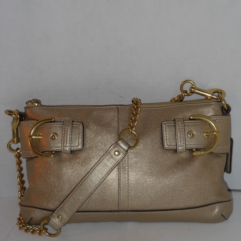 COACH GOLD LEATHER SHOULDER BAG - Picture 3 of 8
